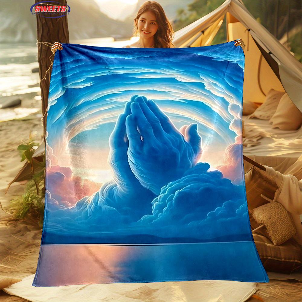 NO.3 3D Pray Holy Bible Cross Jesus Soft Flannel Blanket for Bed Bedroom Sofa Picnic,Throw Blanket for Cover Outdoor Leisure Nap