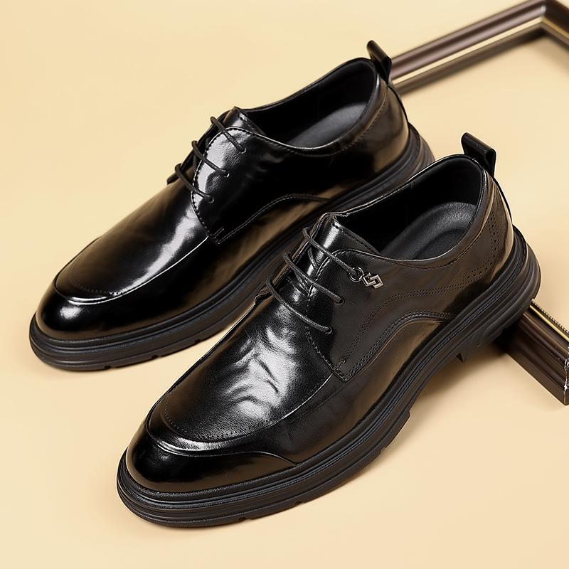 Высококачественные мужские деловые британские повседневные кожаные туфли, рабочая обувь, модная корейская версия джентльменских кожаных туфель на шнуровке