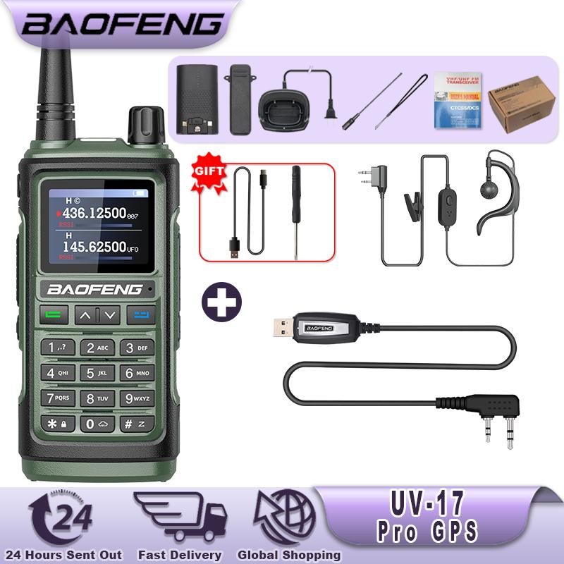 Baofeng UV-17 Pro GPS Walkie Talkie 108-130MHz Air Band VHF UHF 200-260MHz 350-355MHz FM Radio Six Bands Freq Copy Waterproof