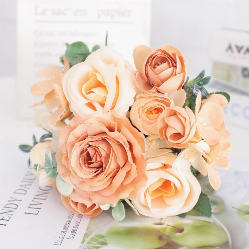 Искусственные цветы шелковый пион гортензия для гостиной домашнее украшение свадебный букет невесты роза искусственные растения настольные аксессуары