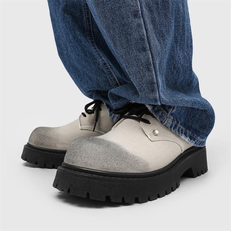 Новые мужские туфли дерби в британском стиле с большим круглым носком, кроссовки на массивной платформе, оригинальная дышащая повседневная обувь для уличной моды и на каждый день