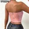 European and American Spicy Girls Bust Wrap Fashion Bead Zipper Heavy Industry Strapless Women's Top Street Trend Party Sexy Girl