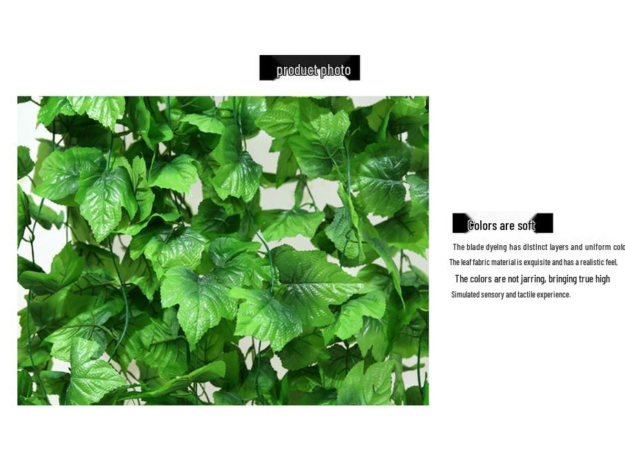 Зеленая искусственная виноградная лоза для декора стен в помещении и на балконе