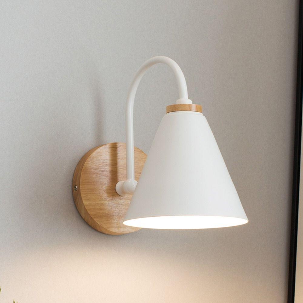 Wall Decor Modern Nordic Bedroom Wall Lamp Solid Color Wood Bedside Wall Light