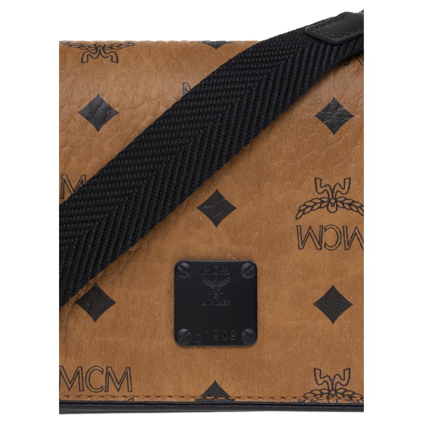 MCM Visetos Canvas Crossbody Bag with Adjustable Strap & Metal Logo Plaque for Daily & Travel Use