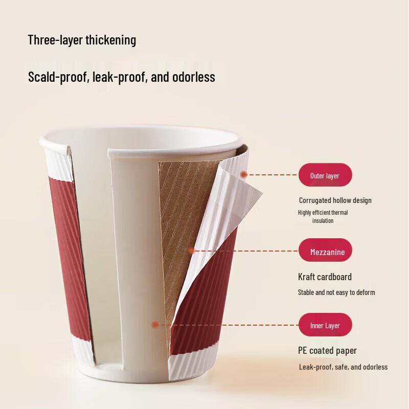 Deli 3-Layer Thickened Disposable Paper Cups