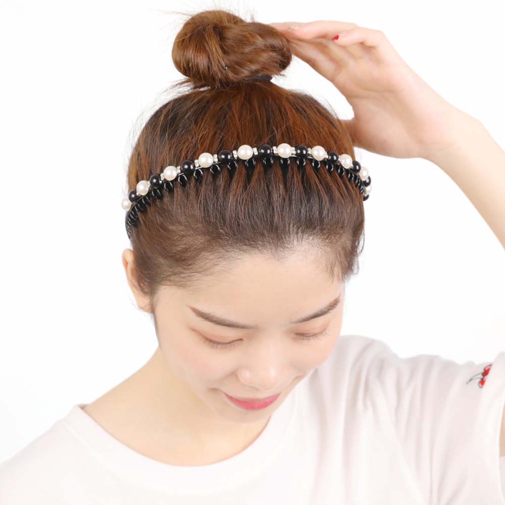 Rhinestone Women Non-slip Toothed Hair Accessories Wash Face Hair Hoop Pearl Headband Hair Band