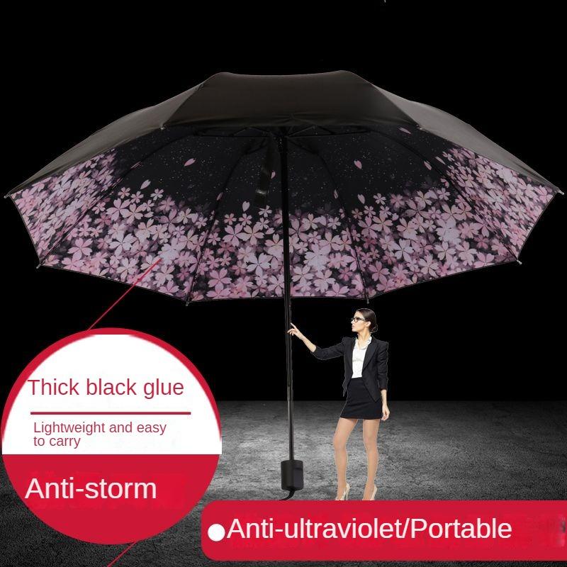 Зонт от солнца Защита от солнца УФ-защита Зонт Женский мужской Зонт от солнца двойного назначения Черный клей Портативный прочный складной зонт