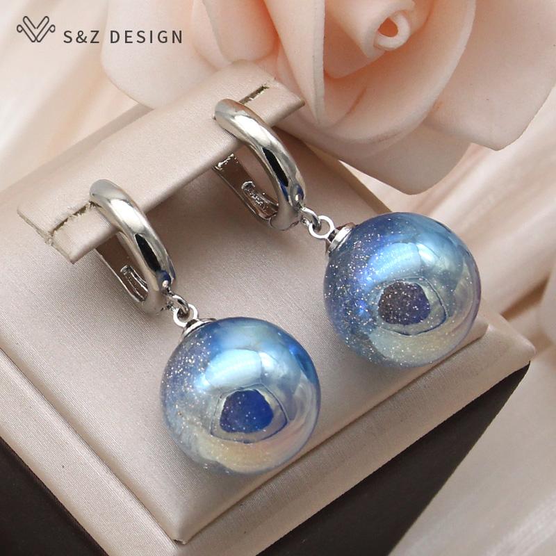 Модные круглые двухцветные бусины серьги-подвески для женщин свадебный темперамент розовое золото цвета ювелирные изделия