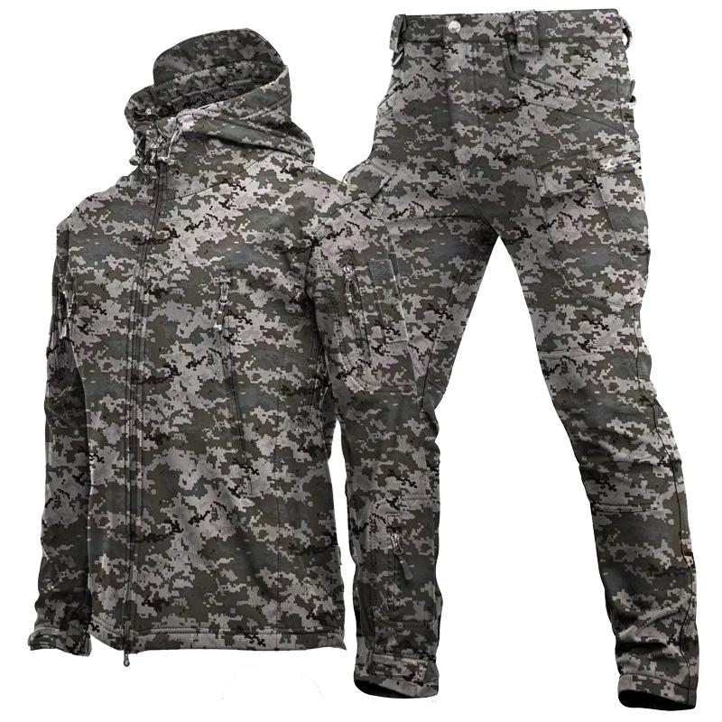 New Hunting Clothes Camouflage Clothing Military Uniform Combat Suit Soft Shell Waterproof Tactical Jacket + Pants for Camping Hiking