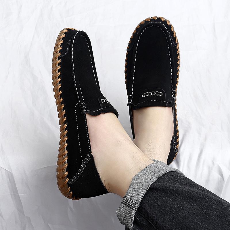 Fashion Men Handmade Casual Shoes Fashion Loafers Comfort Slip On Shoes Versatile Moccasins Comfy Suede Leather Outdoor Sneakers Shoes