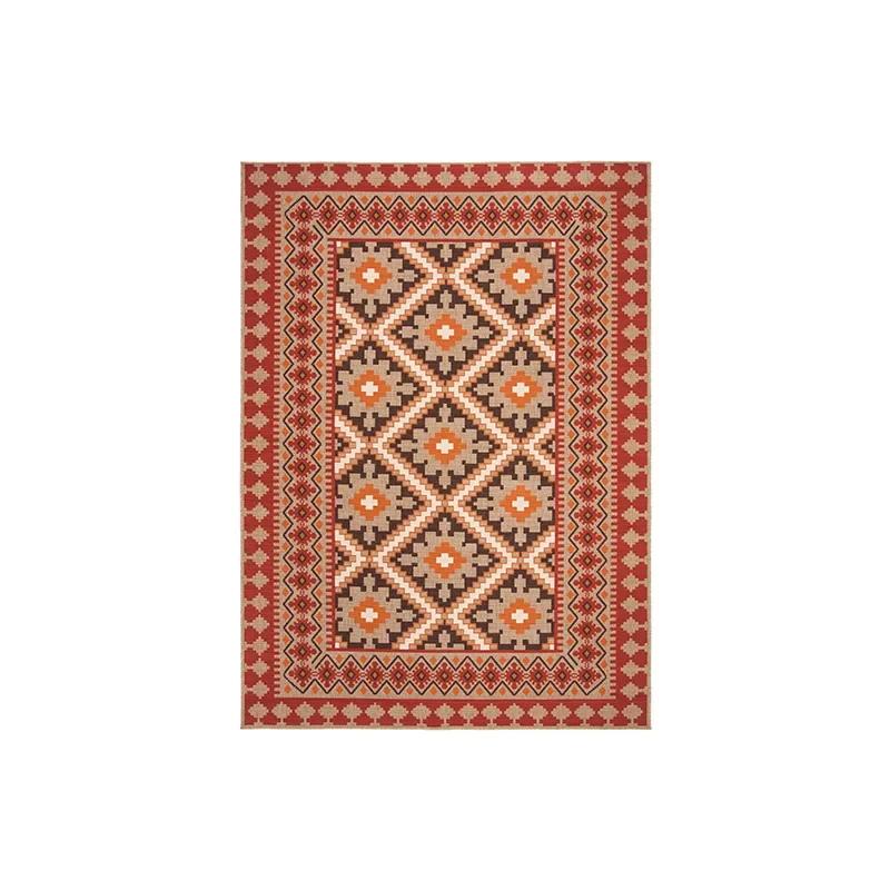 Southwestern Navajo Style Area Rug Red Tribal Geometric Non-Slip Washable Carpet for Living Room, Bedroom, Home Decor