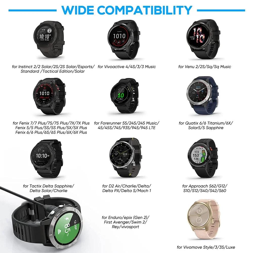 1M USB-кабель для зарядки для Garmin Fenix 7 7S 7X 6 6S 6X 5 5S 5X Vivoactive 3 4 4S Venu 2 2S SQ с пылезащитной заглушкой