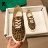 Fashion 2024 Brand Leopard Floral Canvas Shoes Woman Lace-Up Sneakers Rubber Sole Flats Platform Preppy Oxfords College Students Loafers