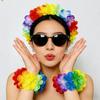1-40 шт. Набор цветочных ободков и браслетов из искусственных цветов, разноцветный, праздничный, для вечеринки, танцев, цветочная корона, бутоньерка для женщин, девушек, косплея
