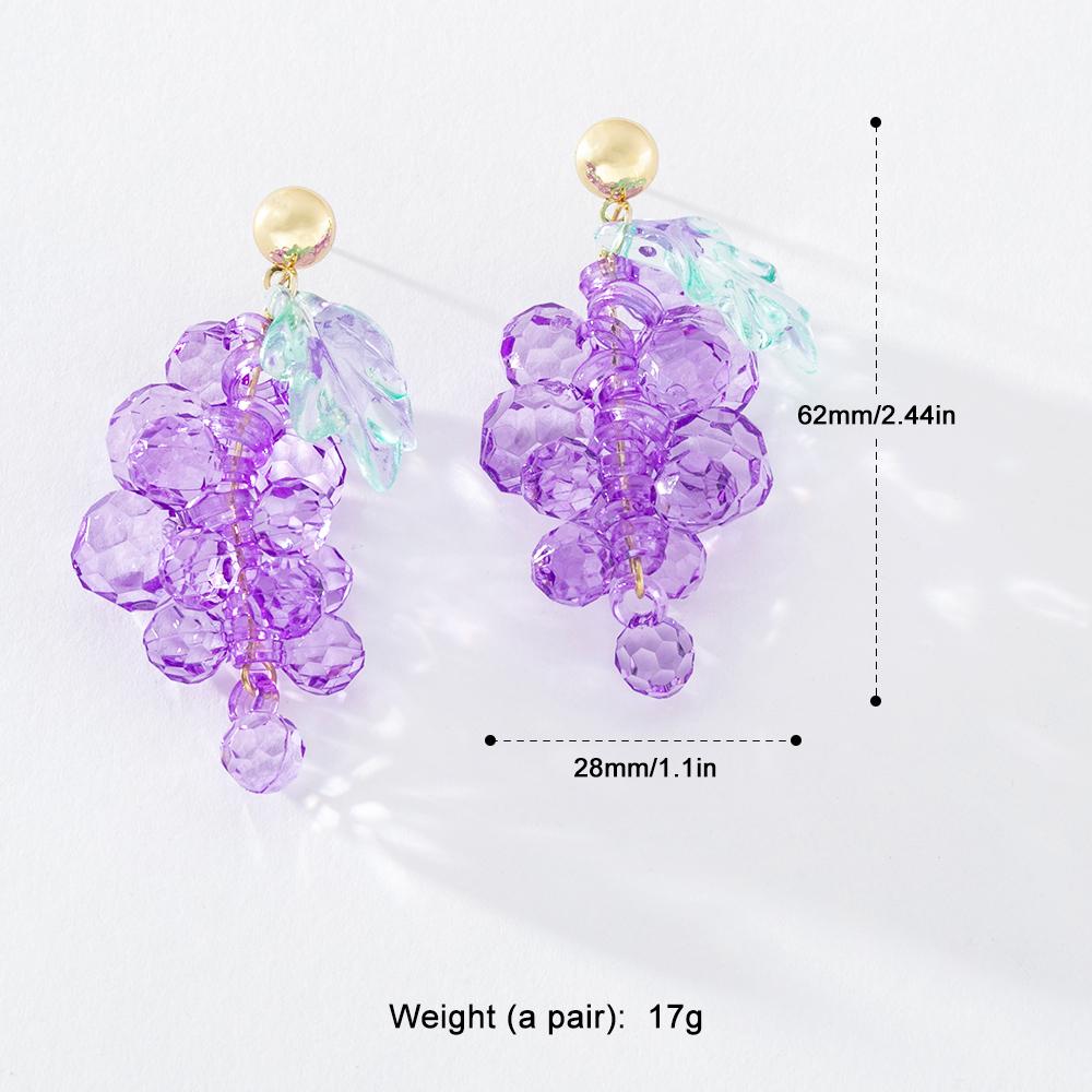 Pinkdudu Purple Grape String Drop Earrings Alloy Acrylic Japanese Style Sweet Fresh Creative Fruit Series Earrings for Women Jewelry Gifts PD1360