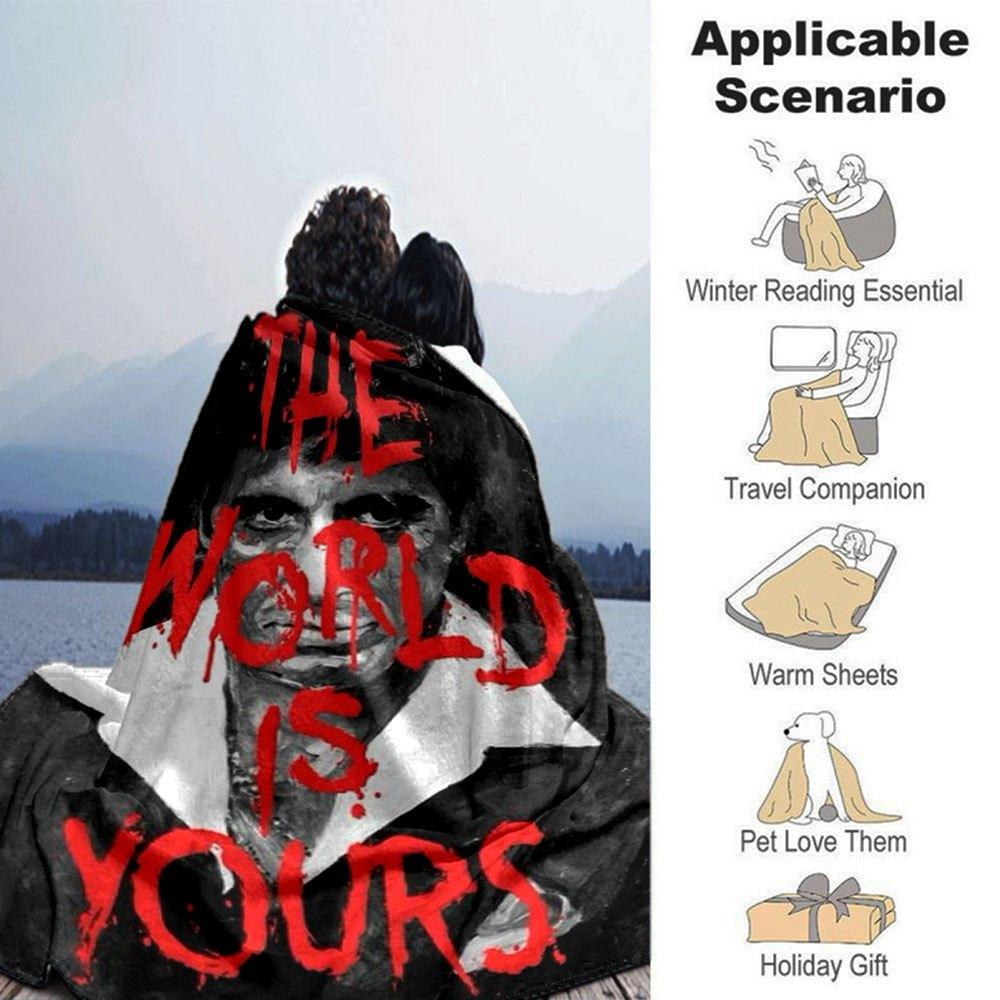 1pc Scarface-Inspired Flannel Blanket - Soft Cozy All-Season Throw for Bedroom, Sofa, Camping, Travel - Perfect Gift for Movie FansB06