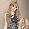 Long Layered Straight Synthetic Wigs Ash Blonde Wigs with Bangs Natural Looking Daily Fake Hair Soft