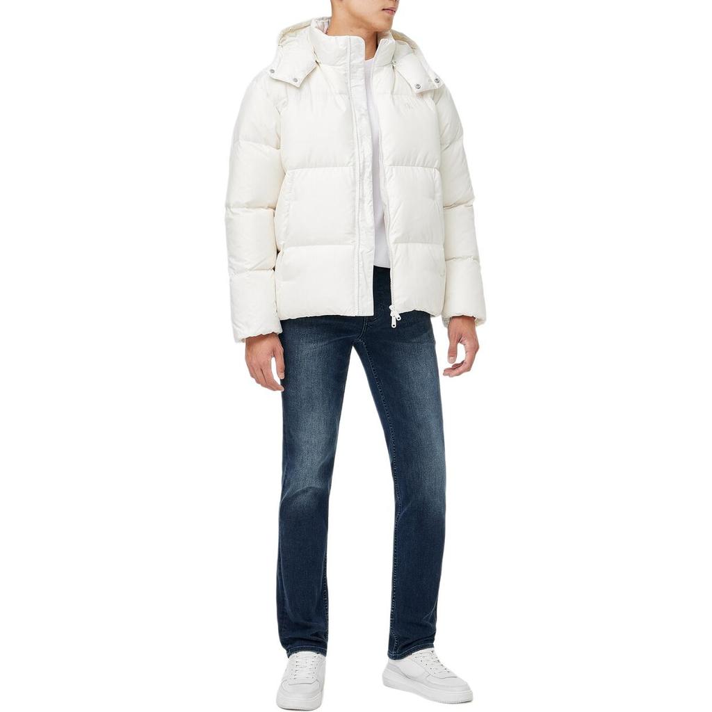 Calvin Klein Минималистичная Удобная Модная Свободная Глянцевая Пуховая Куртка с Капюшоном Мужская Верхняя Одежда Белая J327349-YBI