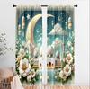 2 шт. Элегантные шторы с исламской мечетью и фонарем, Идеально подходят для декора окон на Рамадан/Ид, Шторы с кулиской для карниза