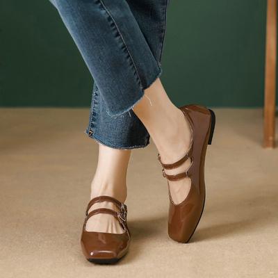 Модные балетки женские 2025 весна осень ретро неглубокие лакированная кожа красные туфли Мэри Джейн большой размер 42 43 44 женская обувь