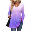 Women's Casual Fashion V-Neck Button Gradient Long Sleeve Top