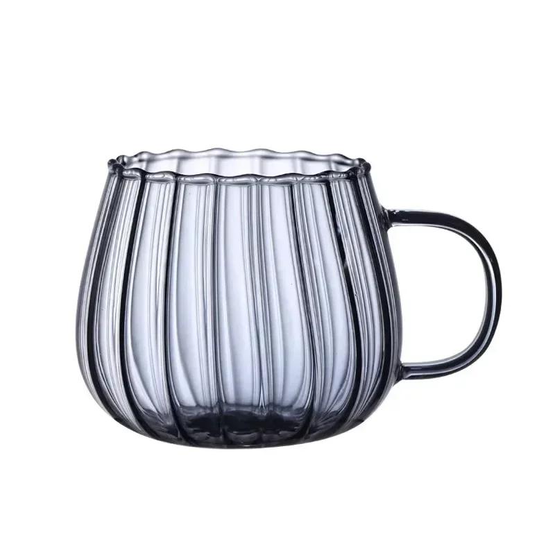 Transparent Glass Cup Creative Coffee Mug Tea Dessert Breakfast Milk Cups Wine Glass Water Cup with Handle Glassware Drinkware