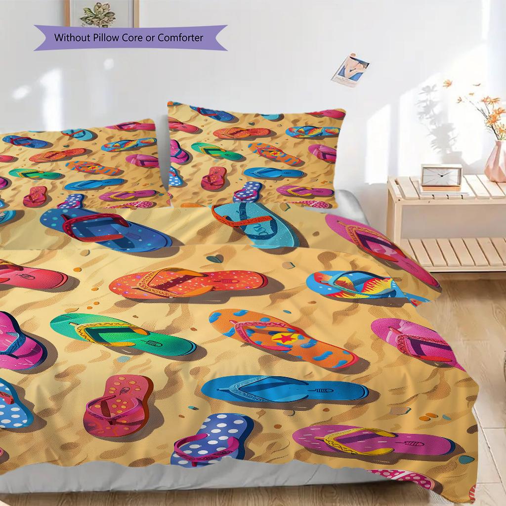 Beach Pattern Bedding Quilt Set Quilt Cover Pillowcase Home Decoration Birthday Gift (1 * duvet cover + 2 * pillowcase, without core)