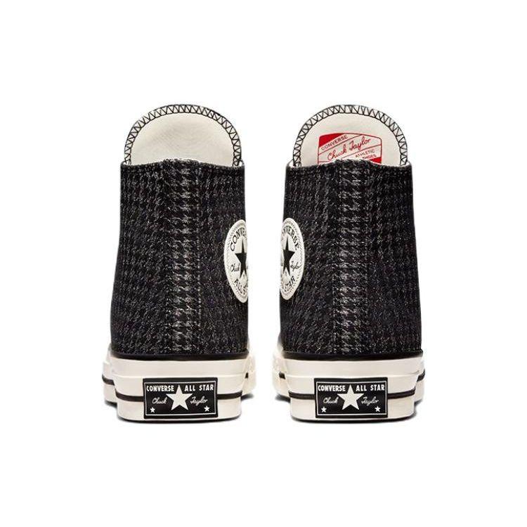 Converse Chuck 70 High Houndstooth Shine - Black Women Sneakers Pure-Silver Egret A04277C