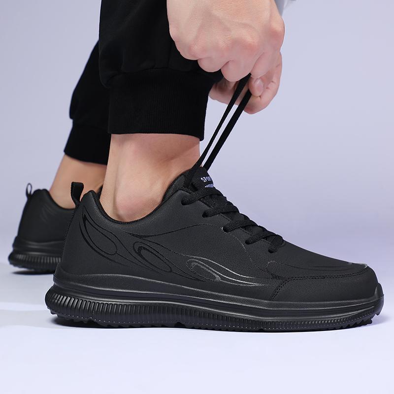 Весенне-осенние водонепроницаемые противоскользящие кроссовки с кожаной поверхностью, дышащая повседневная мужская обувь очень большого размера