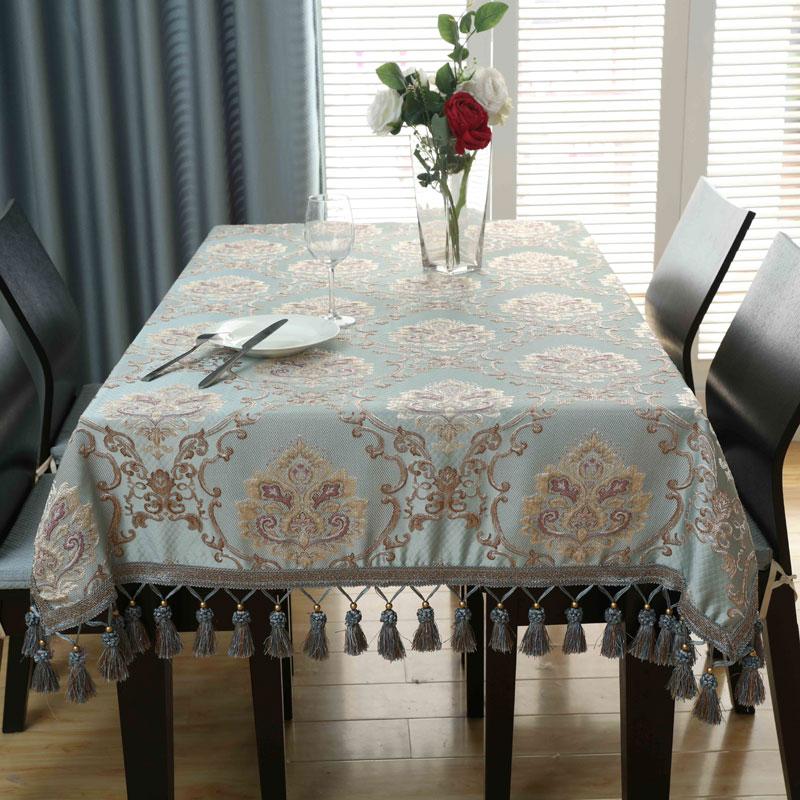 European Luxury Tassels Embroidered Tablecloth, Rectangular, Square, Round, Dining Coffee Table Cover, Party Event Decor