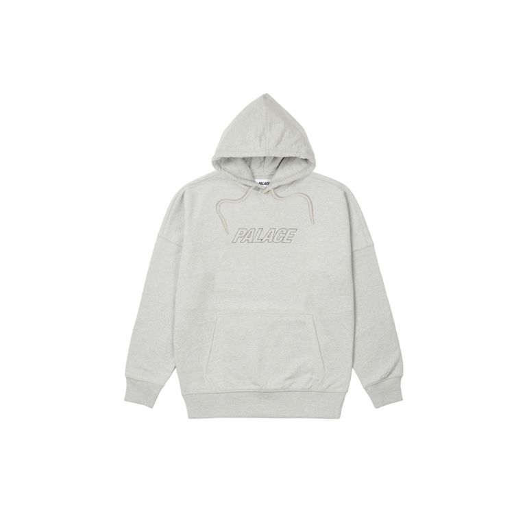Palace FW21 Ultimo Series Jumbo Tri-Ferg Drop Shoulder Hooded Sweatshirt Unisex Hoodies Grey-Marl P21CS253