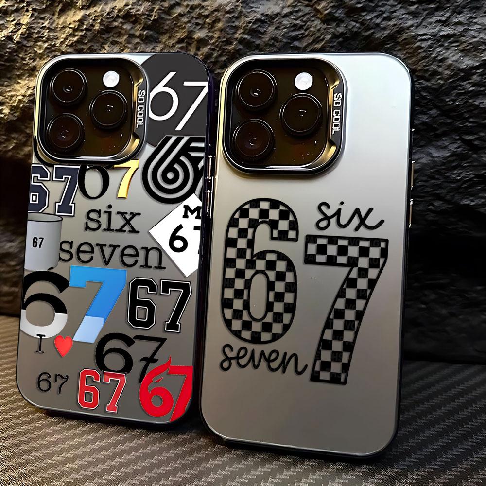 Роскошный Чехол Six Seven 67 Для iPhone 16 15 Чехол iPhone 13 12 14 11 Pro Max 16 Plus 16E 17Air Силиконовый Ударопрочный Чехол
