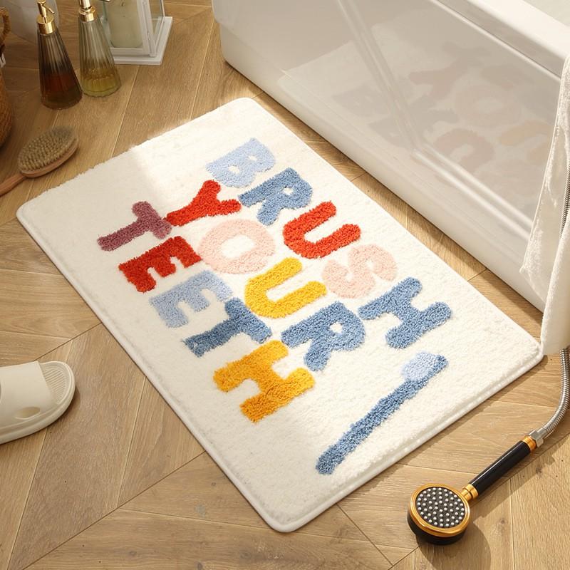 Non-Slip Bathroom Mat Absorbent Floor Rug Entryway Shower Area Modern Minimalist Style Plush Carpet 40x60cm 50x80cm
