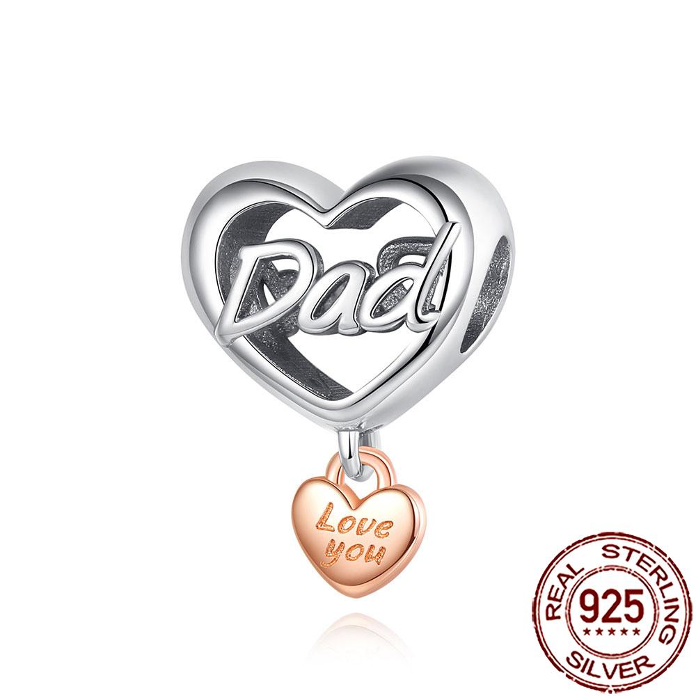 New Charms 925 Silver Sister Daughter Mum Mother Family Love Heart Beads Fit Origina Bracelet Necklace DIY Jewelry