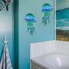 LIFFY Metal Jellyfish Wall Decor - Ocean Tropical Fish Wall Art - Glass Metal Fish Wall Decor for Pool, Beach, Bathroom, Living Room, Bedroom -