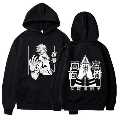 Jujutsu Kaisen Ryomen Sukuna принтованная толстовка с капюшоном модная аниме-графика флисовая с длинными рукавами мужская повседневная свободная уютная кофта