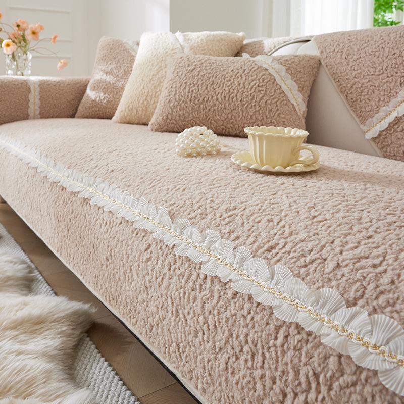 Новая подушка для дивана, утолщенный флис, простой современный нескользящий теплый кремовый, песочный кожаный чехол для волос, полотенце