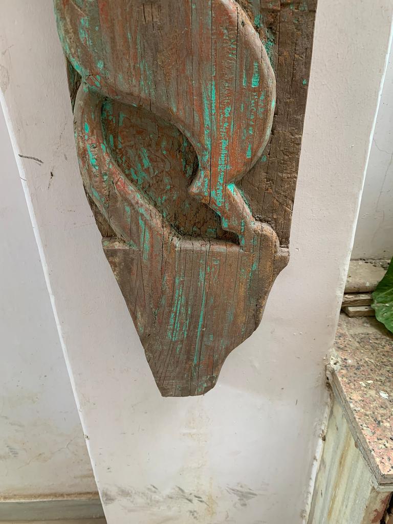 Rustic Wood Carved Horse Wall Plaque: Antique Indian Panel