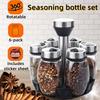 1/7pcs Spice Jar Set Rack Glass Organizer Rotating Glass Seasoning Sugar Pepper Bottles Salt Shakers Holder Kitchen Storage Rack