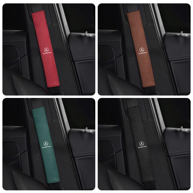 2Pcs Luxury Suede Fur Seat Belt Shoulder Cushion For Mercedes Benz AMG W204 W205 W203 W211 W212 W213 W201 W210 W168 W169 GLE GLC CA1