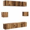 6 Piece Wall Mounted TV Cabinet Set Rustic Wood Look Engineered Wood