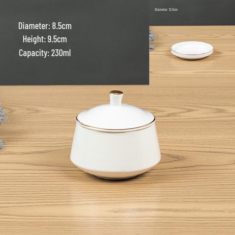 Ceramic Double Boiler Stew Pot with Lid for Soup, Bird's Nest, and Steamed Eggs