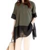Docking Chiffon Summer Short Cut and Loose Body Large Casual [Vincent House] T-shirt, Blouse, Clothes, Tops, Women's, Sleeves, Switching, Bicolor,