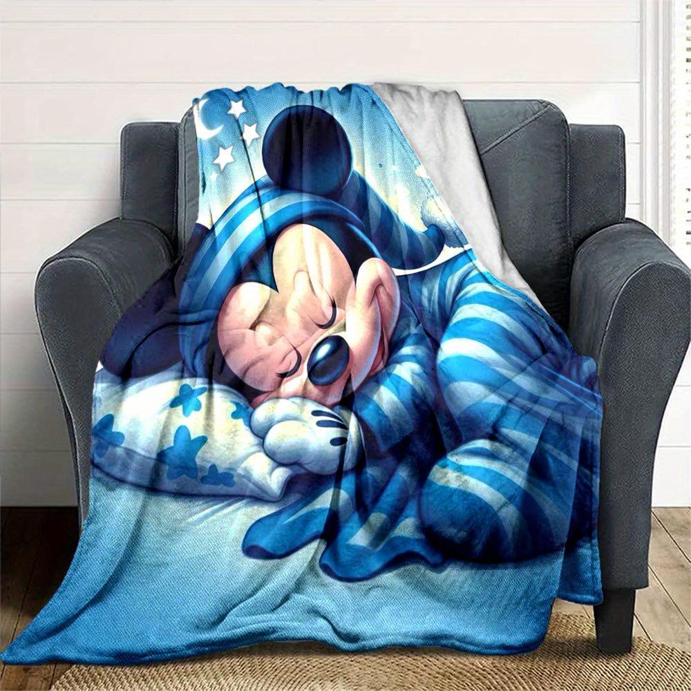 1pc Mickey Mouse Sleepwear Print Soft Home Blanket - Cute Cartoon Decorative Throw for Roomz007