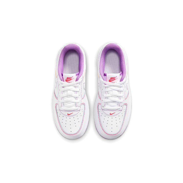 Nike Force 1 PS Contrast Stitch - Fuchsia Glow Kids кроссовки белые гипер-розовые DC9672-110