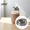 Outdoor Picnic Jar Lids Stainless Steel Mason Lids, Leak-Proof Wide Mouth Canning with Protein Shake Silicone Seal, Reusable Metal Drinking