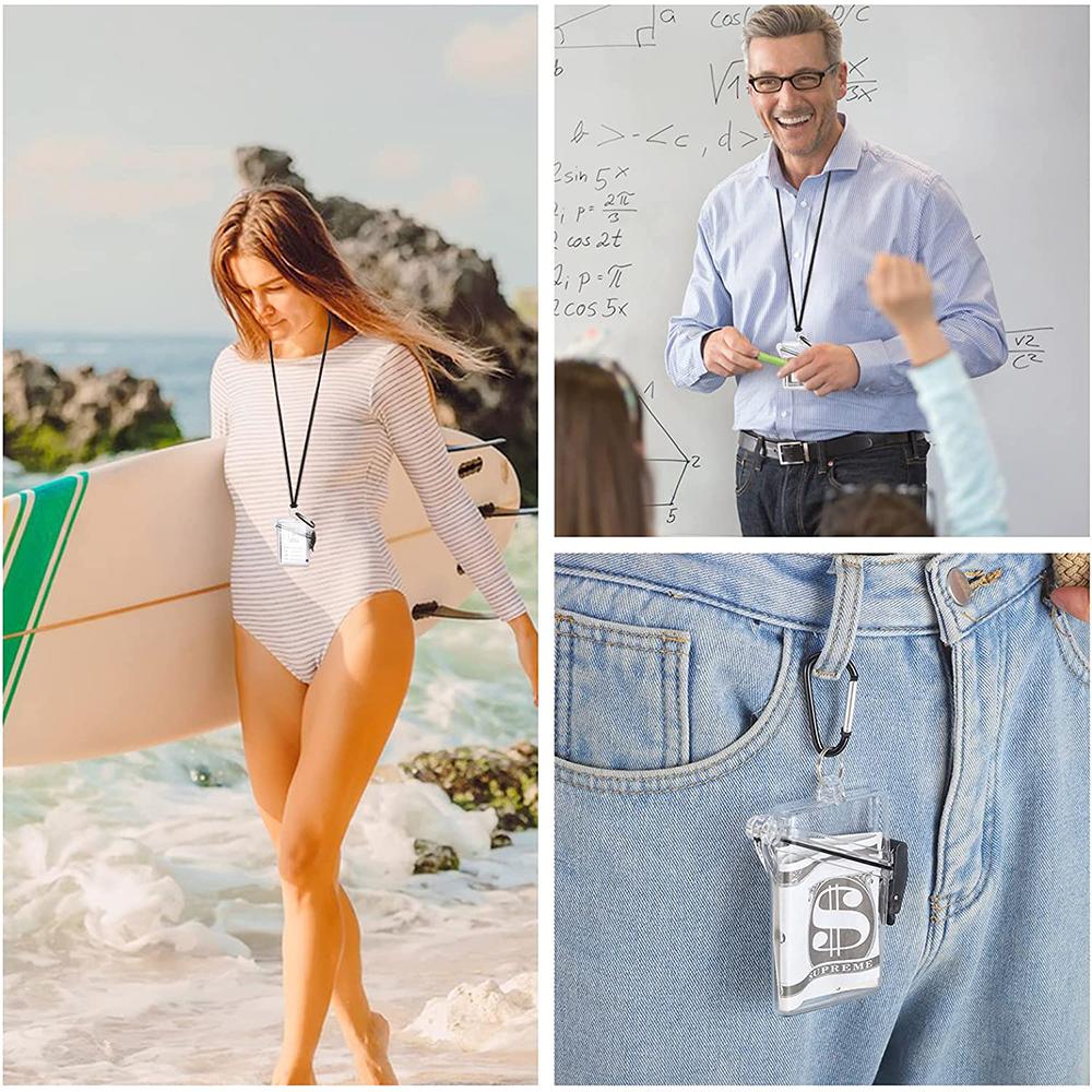 2 шт. водонепроницаемый чехол-держатель для бейджей с ремешком для бейджей и ключей