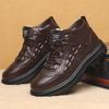 Мужские ботинки с крокодиловым узором зима 2025 новые хлопковые ботинки мужские кожаные на шнуровке бархатные теплые повседневные кожаные ботинки хайтопы