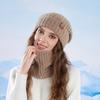 Winter Hat Scarf Set Women's Outdoor Velvet Warm Knitted Hat Ear Protection Head Wool Hat